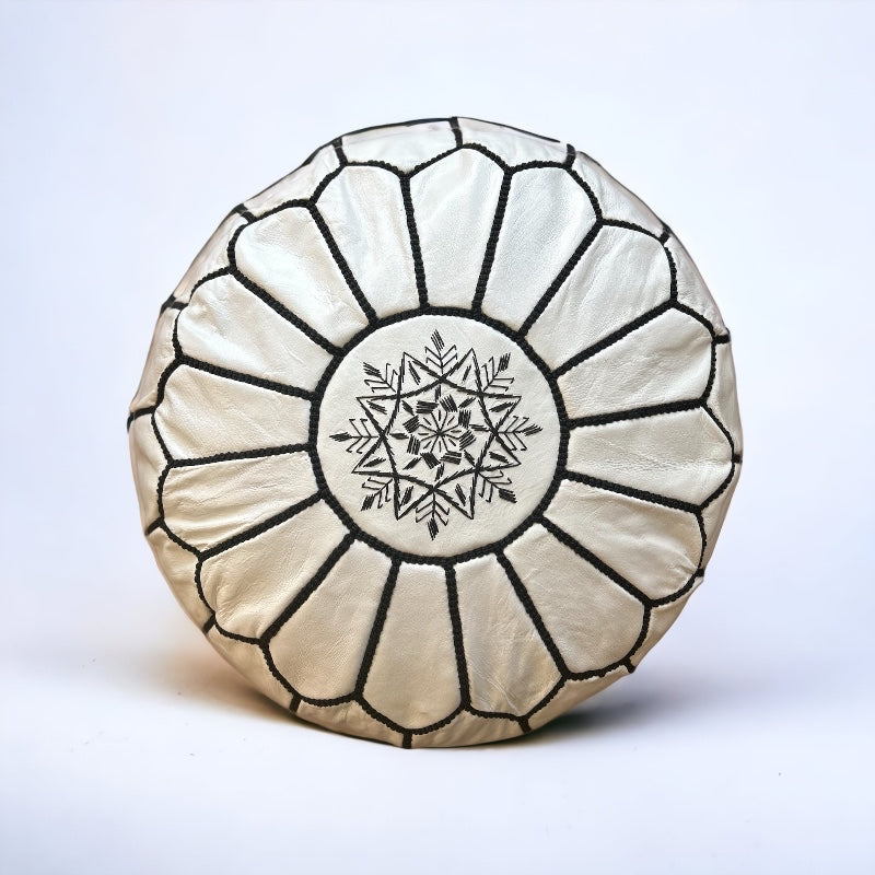 White leather pouf