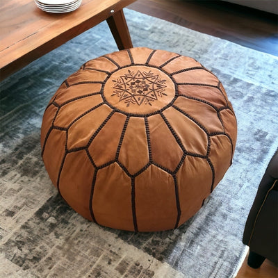 Brown & Black leather pouf