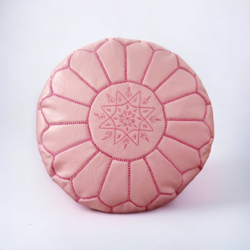 Pink leather pouf