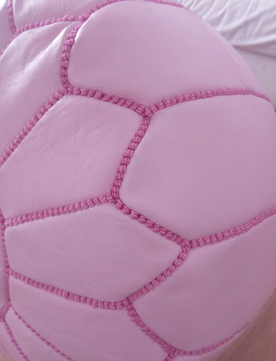 Pink leather pouf