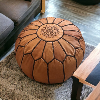 Brown & Black leather pouf