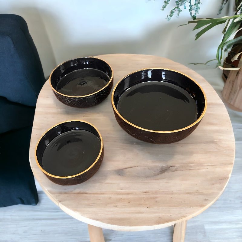 14k Gold Bowl Set | Black