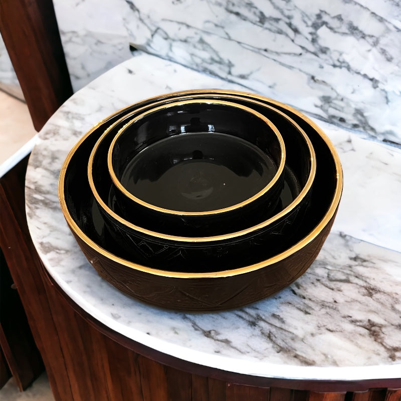 14k Gold Bowl Set | Black