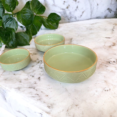 14k Gold Bowl Set | Green